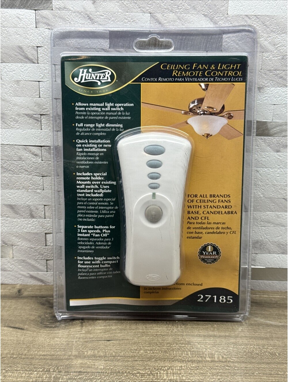 NOS Hunter Universal Ceiling Fan & Light Remote Control White 27185